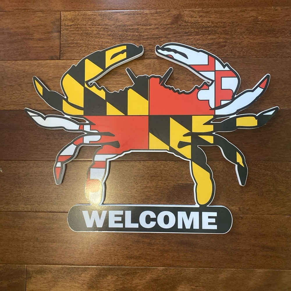 Maryland Flag Crab Welcome Sign